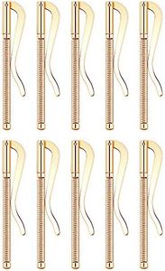 WUTA 10 Pack Leather Spring Money Clip Stainless Steel Wallet Bar Clips Holder (Gold)