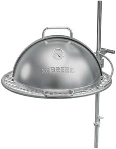 Breeo Grill Dome and Outpost Grill Bundle – Hinged Stainless Steel Dome w/Built-in Thermometer, Griddle Accessories Kit, Outdoor Set for Live-Fire Cooking – Fits X/24, X/30 Series