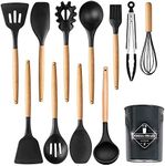 Yotsuba Kitchen Utensil Set, 12PCS Silicone Utensils Set Wooden Cooking Kitchen Baking Cookware Kitchen Tool Set