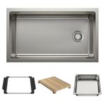 BLANCO 403873 Inteos 33" Single Bowl Reversible Undermount Workstation Kitchen Sink, Stainless Steel