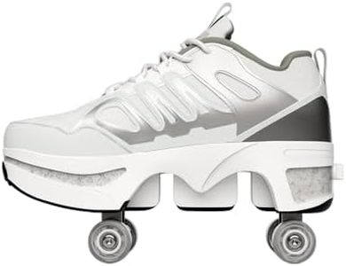 Roller Skate Shoes for Women Men, Double-Row Deform Quad Roller Skates, Automatic Walking Shoes Detachable Roller Skate for Girls Boys, Outdoor Skate Shoes for Beginners