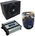 Harmony Audio Universal Car Stereo Rearfire Sealed Single 10" Kicker Bundle Comp C10 Sub Box Enclosure & Harmony HA-A400.1 Amp