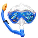 Kids Snorkel Set Dry Top Snorkel Mask for Kids with Carrying Bag Luminous Scuba Gear Youth Junior Child Snorkeling Gear for Boys and Girls Age from 5-13 Years Old