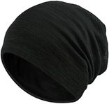 Yarizm Beanie Hats, Men & Women Thin Slouch Baggy Hat (Black)