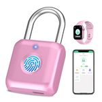 eLinkSmart Fingerprint Padlock Gym Locker Lock for Girls Women with Phone App iOS Watch Metal Keyless Combination Locks for School Sports Locker Toolbox Hasp Storage Pink