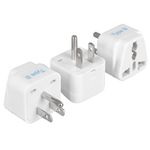 Ceptics European/India to US plug adapter - Flat outlet UK to US, Europe Round Australian to USA 3 Prong - 220 to 110 Travel Adaptor, European to American (Type B) - 3 Pack (GP-5-3PK)