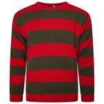 VEARZ Unisex Adults Red Green Striped Knitted Jumper Nightmare On Elm Street Halloween Party Fancy Dress Sweater Top Plus Size S