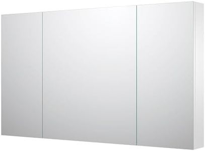 Sunrosa Aluminum Bathroom Medicine Cabinet with Mirror Door, 48" x 27.5", 3-Door Wall-Mounted & Recessed Bathroom Medicine Cabinet Organizer