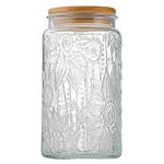 Eidoct Glass Jar with Airtight Wooden Lid, 35oz Vintage Glass Kitchen Storage Counter Sealed Jar, Decorative Glass Food Storage Containers for Candy, Flour, Oats(Sunflower)