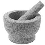 ChefSofi 1.5 Cup-Capacity Mortar and Pestle Set - Unpolished Heavy Granite for Enhanced Performance and Organic Appearance, Gray 1.5-Cups