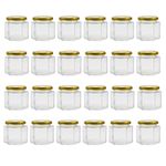 Cornucopia 4-Ounce Hexagon Jars (24-Pack); Clear Glass Bottles for Spices, Party Favors, Jams Etc