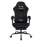 WOTSTA Gaming Chair for Adults, Ergonomic Gaming Chair with Footrest, Lumbar Support and Headrest, Adjustable Height computer chairs gaming, fabric gamer chair for Home Office, Black