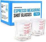 IMPRESA [2 Pack] Espresso Measuring Shot Glasses for Baristas or Home Use - Dishwasher Safe Espresso Shot Glasses 2oz