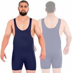 ROAR Athletic Men's Wrestling Singlet Suit Bodywear Uniform (Simple Blue, Medium)