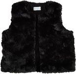 Mud Pie Girls Fur Vest, Black, Medium