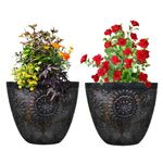 SG Traders Pack Of 2 X-Large Plastic Round Chengdu Plant Pots Indoor Outdoor Top Diameter Flower Pots with Drainage Holes, Beautiful Planters for Your Garden Needs (30, 36, 40cm)