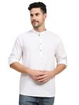 SKAVIJ Men's Cotton Kurta Long Sleeve Casual Henley Shirt White Large