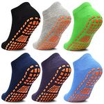 HYCLES Kids Non-Silp Ankle Socks with Girp- 6 Pairs Trampoline Unisex Toddler Socks Anti-Skid Socks for Children 2-9 Years