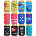 12-Pack Neoprene Can Cooler Sleeves for Soda, Soft Drinks, Beverages, Water Bottles, Beer Covers for Beach, Summer Pool Party Supplies, Cruise Favors (12 Ounces)