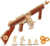 3D Wooden Puzzles for Adults, Rubber Band Toy Submachine Gun-Model Kits for Adults to Build, DIY Wood Crafts Ideas for Men Teens