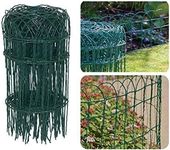 Garden Mile Garden Border Edging - Heavy Duty Fire Retardent Green PVC Coated Decorative Galvanized Wire Mesh Fence Panels for Lawn Patio Outdoor Borders Edger Fencing Protection (0.40M X 10M)