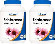 Nutricost Echinacea 800 mg, 240 Capsules, 2 Bottles - Vegetarian Caps, Non GMO, Gluten Free, 120 Servings