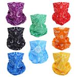 SMEHCF 8 Cashew Flower Headband Bandana Balaclava Half Face Mask Shield Head Hair Scarf Neck Gaiter Hat Multipurpose For WoMen Men Breathable Reusable Washable Blue Red Orange Green Yellow Purple