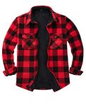 ZENTHACE Men's Warm Sherpa Lined Fleece Plaid Flannel Shirt Jacket(All Sherpa Fleece Lined), Buffalo Plaid Red, Large