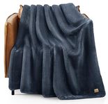 UGG 11063 Whitecap Plush Flannel Oversized Reversible Fleece Throw Blanket Lightweight Comfortable Cozy Hotel Style Home Decor Soft Luxurious Blanket for Living or Bed Room, 178 x 127-cm, Denim