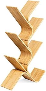 Navaris Tree Bookshelf - Curved Tree Bookcase Made of Bent Bamboo - Modern Floor Standing Book Shelf with 6 Shelves - 6-Tier Rack for Books, CDs, DVDs