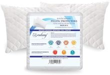 Eutony Quilted Zipped Pillow Protectors 2 Pack - Ultra Luxe, Soft & Breathable Hypoallergenic 50 x 90cm - White