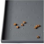 Leashboss Splash Mat M/L Dog Food Mat with Tall Lip, Dog Bowl Mat for Food and Water or Fountain, Non Slip Waterproof Silicone Pet Food Mat for Dogs and Cats (ML - 51 x 33 cm, Grey)