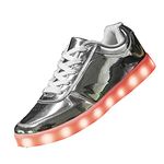 PYYIQI LED Light Up Shoes for Women Men Sports LED Shoes Dancing Sneakers Low-Top USB Charging Shoes for Festivals, Christmas, Halloween, New Year Party with USB Charging, Silver 40, Silver