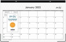 Blue Sky 2022 Monthly Desk Pad Calendar, 17" x 11", Trim Tape Binding, Two-Hole Punched, Ruled Blocks, Enterprise (111293-22)