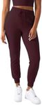 YITTY Active Women's Ultraluxe High-Waist Jogger Pant, Athleisure, Draw-String, Breathable, Pockets, Burgundy, XS, Regular