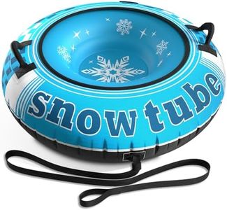 Jasonwell Inflatable Snow Tube Sled - 48" Heavy Duty Snow Tubes for Sledding with Premium Canvas Cover for Kids Adults Snow Toy Fun Winter Outdoor Toys Christmas Birthday Gift for Boys Girls Children