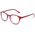 DUCO Oval PC Frame Blue Light Safety Glasses for Computer/Reading/TV/Games/Phones 5206 (Red)