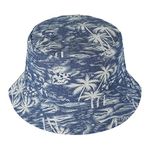 ZLYC Women Summer Bucket Hat Fruit Print Fisherman Hat(Palm Tree Blue)