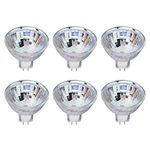 MR16 Halogen GU5.3 Bi-Pin Base Spotlight Bulb, 35W, 500 Lumens, 12V, 2700K Soft White, Dimmable, (6 Pack)