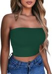 CHICALLURE Women Tube Tops Basic Bandeau Crop Top Strapless Summer Sleeveless Slim Fit Shirts(Green,L)