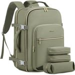 LOVEVOOK Carry On Backpack for Women, 40L Travel Backpack Womens Cabin Bag, Large Travel Rucksack Bag for Airplanes, Flight Approved Hand Luggage Backpacks, Waterproof Travelling Bags, Grey Green