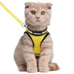 rabbitgoo Cat Harness and Leash Set for Walking Escape Proof, Adjustable Soft Kittens Vest with Reflective Strip for Cats, Comfortable Outdoor Vest, Bright Yellow, Large