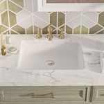 Undermount Bathroom Sink, DeerValley 20"x 16" Ceramic Porcelain Sink with Overflow, Rectangular White Under Counter Vanity Vessel Sinks for Bathrooms Lavatory Vanity Cabinet Balcony DV-1U201A