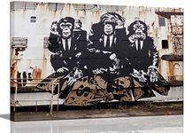 3 Wise Monkeys Graffiti Banksy Canv