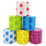 Qpets 6 Rolls Crepe Bandage, Stmandy Vet Tape Wrap, Wrap Bandage, Adhesive Wrap Bandage For The Person Or The Pets (Cat, Dogs, Horse And Other Animal) Who Was Injure Or Have Wounds