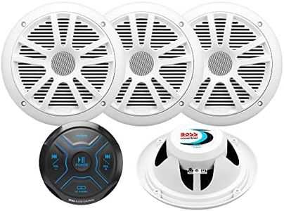 BOSS Audio Systems MG250W.64 Altavoces Marinos y Receptor de Calibre (Amplificador Integrado de 4 Canales) Paquete: IPX6 Resistente a la Intemperie, Audio Bluetooth, sin CD, USB, Entrada Auxiliar,
