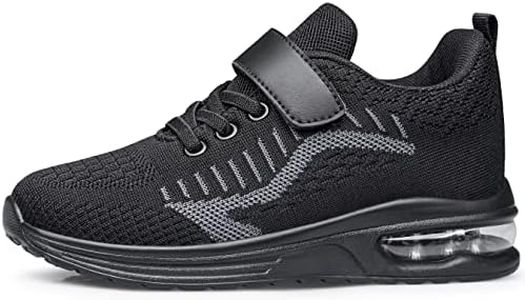 Anlarach Kids Toddler Shoes Boys Girls Athletic Running Shoes Air Cushion Sneakers for Toddler/Little Kid/Big Kid, Allblack 022, 5 Big Kid