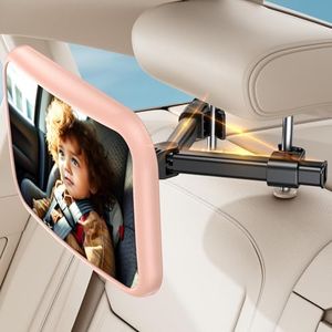 Baby Car Mirror for Baby Car Seat Safely Mirror Hook Clip Design for Rear Facing Infant Newborn 360° Rotation Baby Backseat Mirror Wide Clear View Shatterproof Easy Install Baby Essentials - Pink