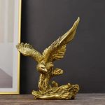 DESHINTKE Falcon Resin Ornaments Statue, Golden Eagle Sculpture Modern Home Office Figurine Decor Desktop Decoration (Golden 2)