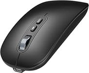 PINKCAT Wireless Mouse Bluetooth, Rechargeable Bluetooth Silent Wirless Mice, Slim Portable Computer Mice for Laptop, Tablet, iPad, MacBook Pro/Air, Mac OS, Windows (Black)